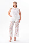 High Rise Floral Embroidered Wide Leg Pants