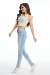 Ella Mid Rise Skinny Jeans With Rhinestones-Skinny-BAYEAS