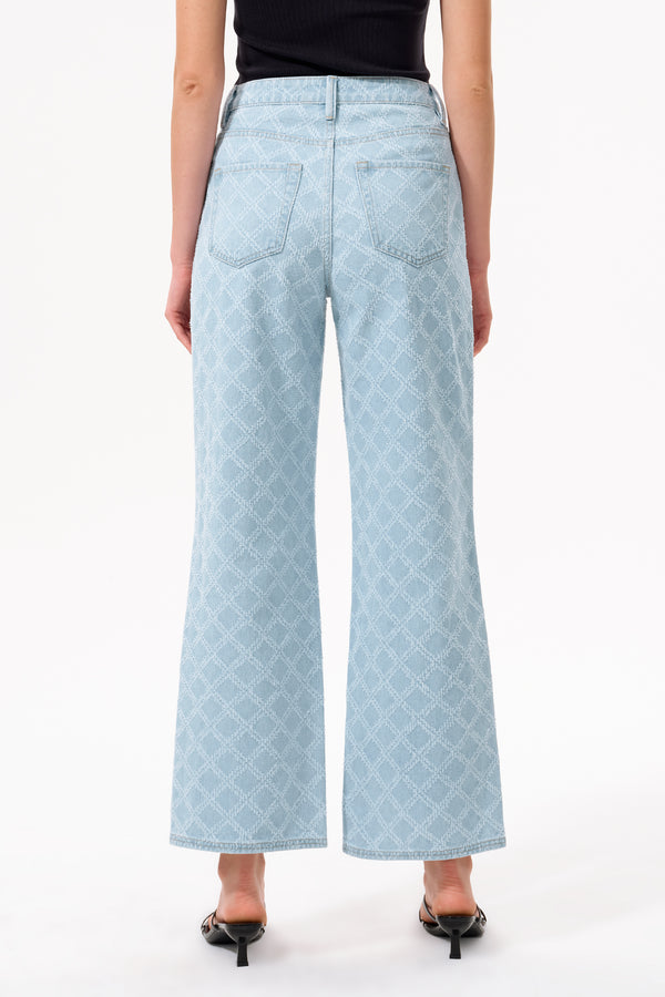 High Rise Jacquard Straight Leg Jeans