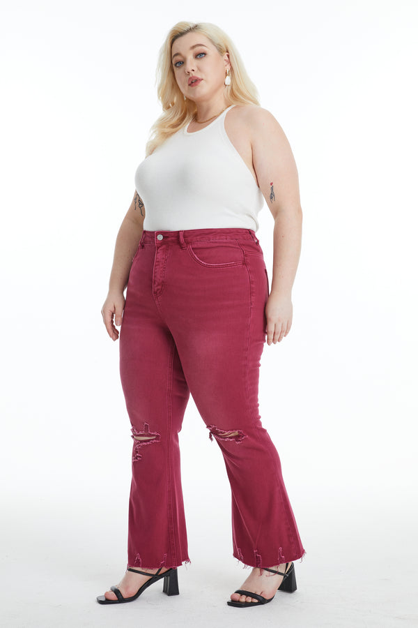 High Rise Ankle Distressed Flare Pants