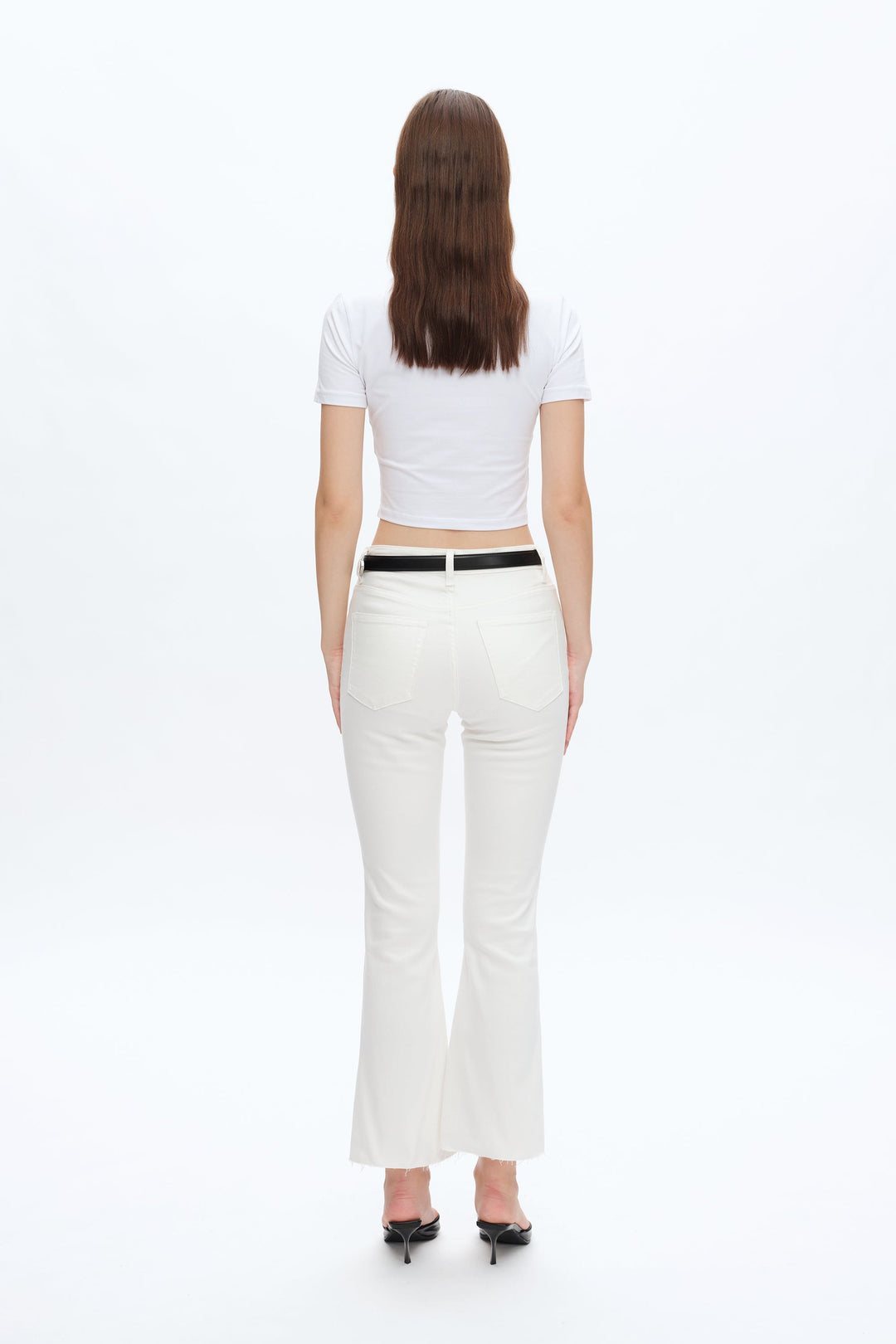 Emily Mid Rise Raw Hem Bootcut Denim Jeans