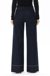 Mid Rise Wide Leg Jeans with Contrast Stitching
