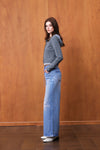 Distressed High Rise Wide Leg Jeans