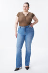 Low Rise Distressed Bootcut Jeans
