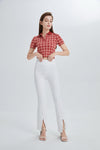 High Rise Front Slit Flare Pants-Flare & Bootcut-BAYEAS