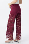 High Rise Ankle Embroidered Lace Wide Leg Jeans