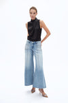 Mid Rise Flare Leg Denim Jeans-Flare & Bootcut-BAYEAS