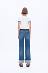 Mid Rise Straight Rolled Leg Denim Jeans
