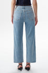 High Rise Floral Embroidered Straight Leg Jeans