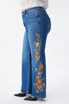 New York High Rise Embroidered Wide Leg Jeans