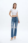 Lisa High Rise Ripped Jeans-Straight-BAYEAS