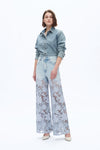 Ultra High Rise Lace Patchwork Wide Leg Denim Jeans