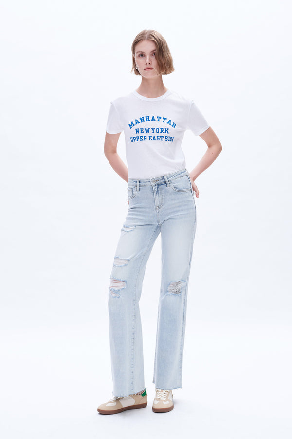 High Rise Wide Leg Straight Jeans-Wide Leg-BAYEAS