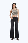 High Rise Wide Leg Denim Jeans With Frayed Hem