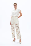 High Rise Lace Embroidered Relaxed Straight Pants