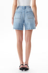 Chic High Rise Buckle Waist Denim Shorts