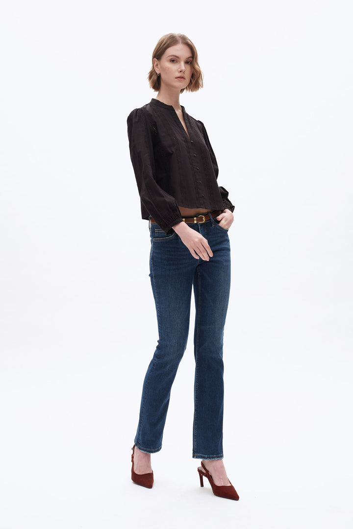 Mid Rise Slim Straight Denim Jeans