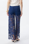 High Rise Ankle Embroidered Lace Wide Leg Jeans
