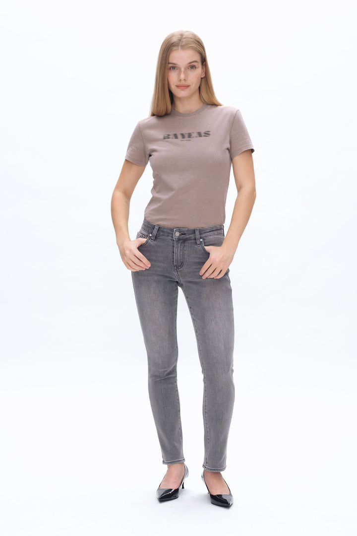 Emily Mid Rise Slim Straight Denim Jeans