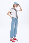 Mid Rise Rolled Leg Barrel Denim Jeans