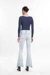 Angela Mid Rise Distressed Flare Jeans-Flare & Bootcut-BAYEAS