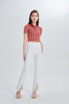 High Rise Front Slit Flare Pants-Flare & Bootcut-BAYEAS