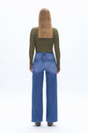 High Rise Relaxed Drawstring Wide Leg Jeans