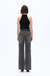 High Rise Leopard Print Wide Leg Denim Jeans