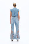 Ultra High Rise Lace Patchwork Wide Leg Denim Jeans