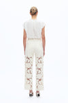 High Rise Lace Embroidered Relaxed Straight Pants