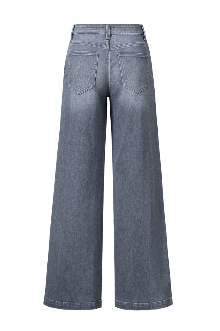 Mid Rise Wide Leg Denim Jeans