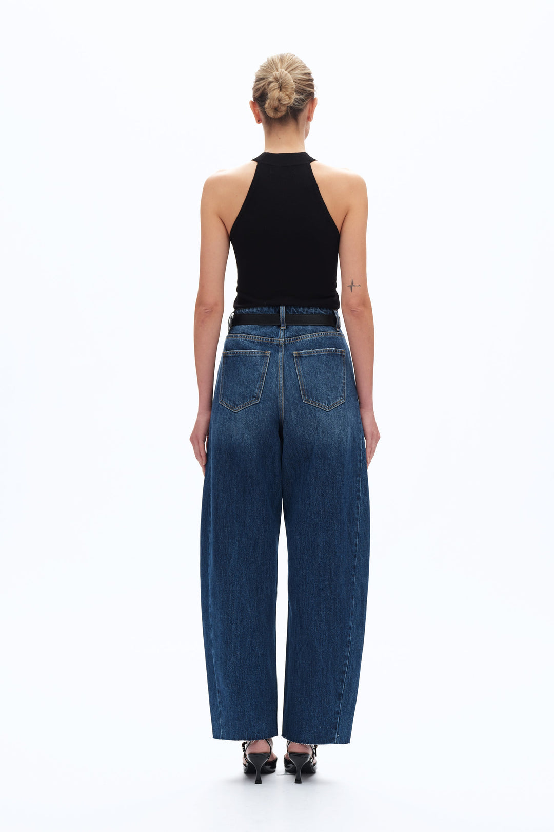 Super High Rise Pieced Barrel Leg Denim Jeans