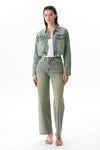 Statement High Rise Rhinestone Wide Leg Jeans