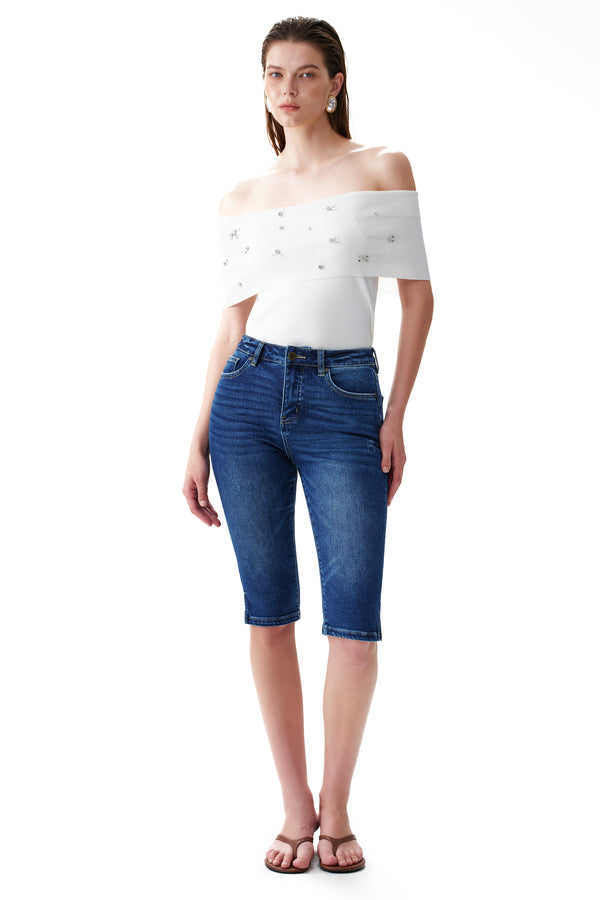 Mid Rise Slit Skinny Jeans