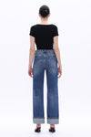 High Rise Straight Leg Jeans-Straight-BAYEAS