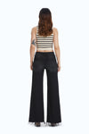 High Rise Wide Leg Denim Jeans With Frayed Hem