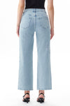High Rise Ankle Embroidered Straight Leg Jeans