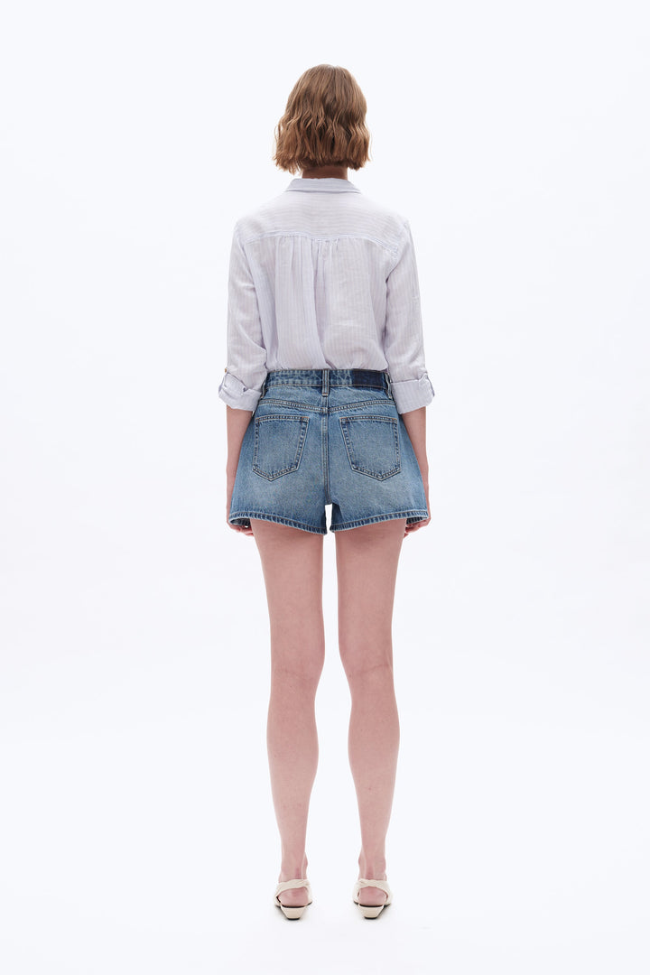 Mid Rise Denim Shorts