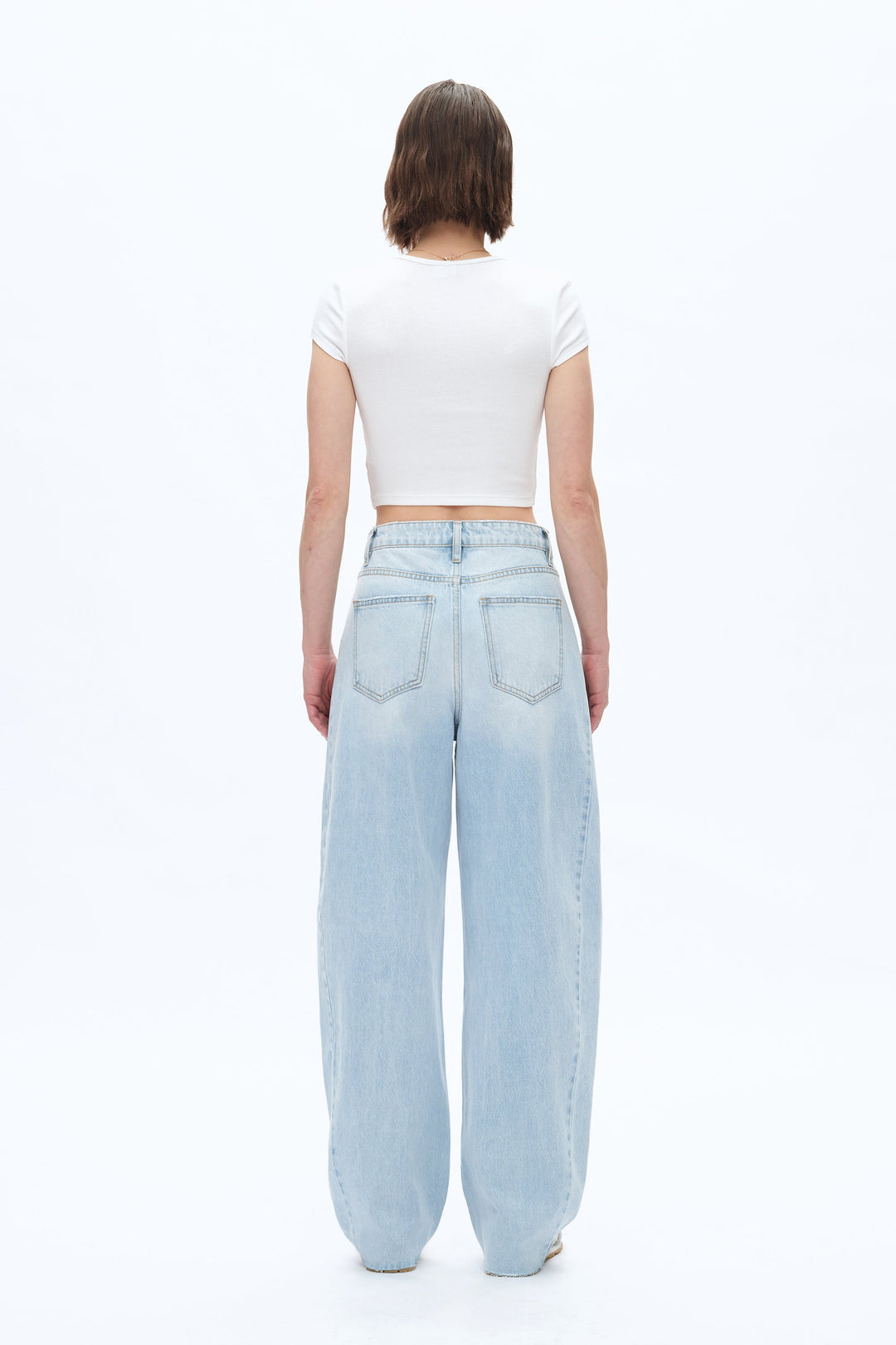 Super High Rise Pieced Barrel Leg Denim Jeans