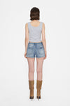 High Rise Ripped Denim Shorts