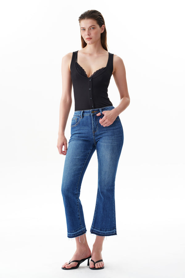 Edgy Mid Rise Flare Jeans