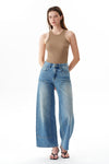 High Rise Appliqué Barrel Leg Jeans