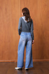 Distressed High Rise Wide Leg Jeans