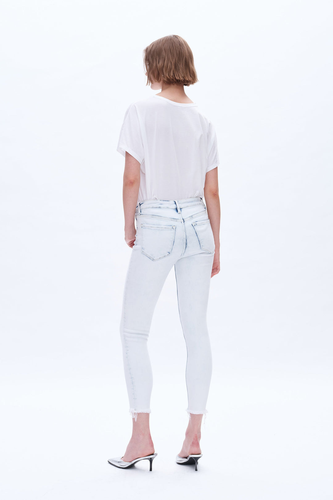 Beth Mid Rise Skinny Jeans With Frayed Hem