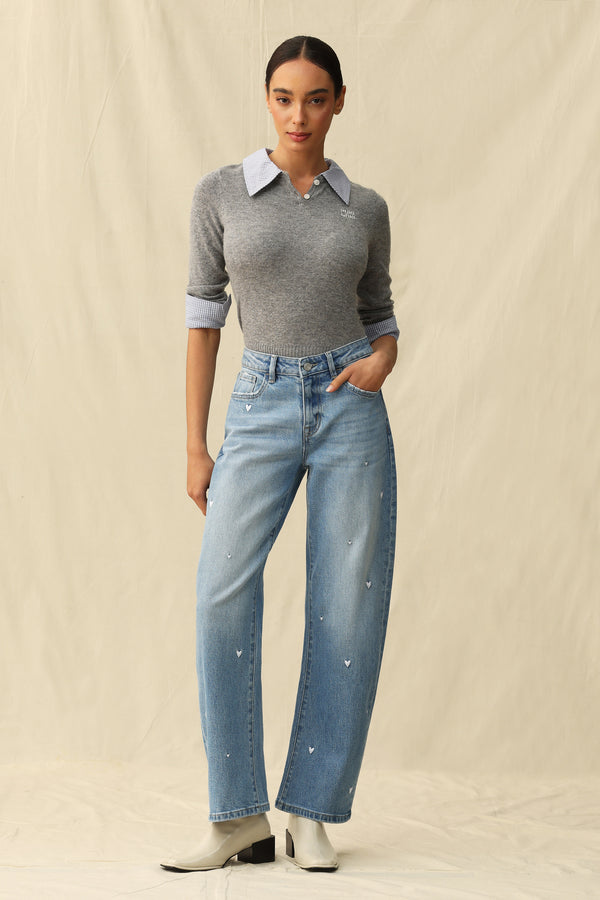 Flora Mid Rise Barrel Jeans