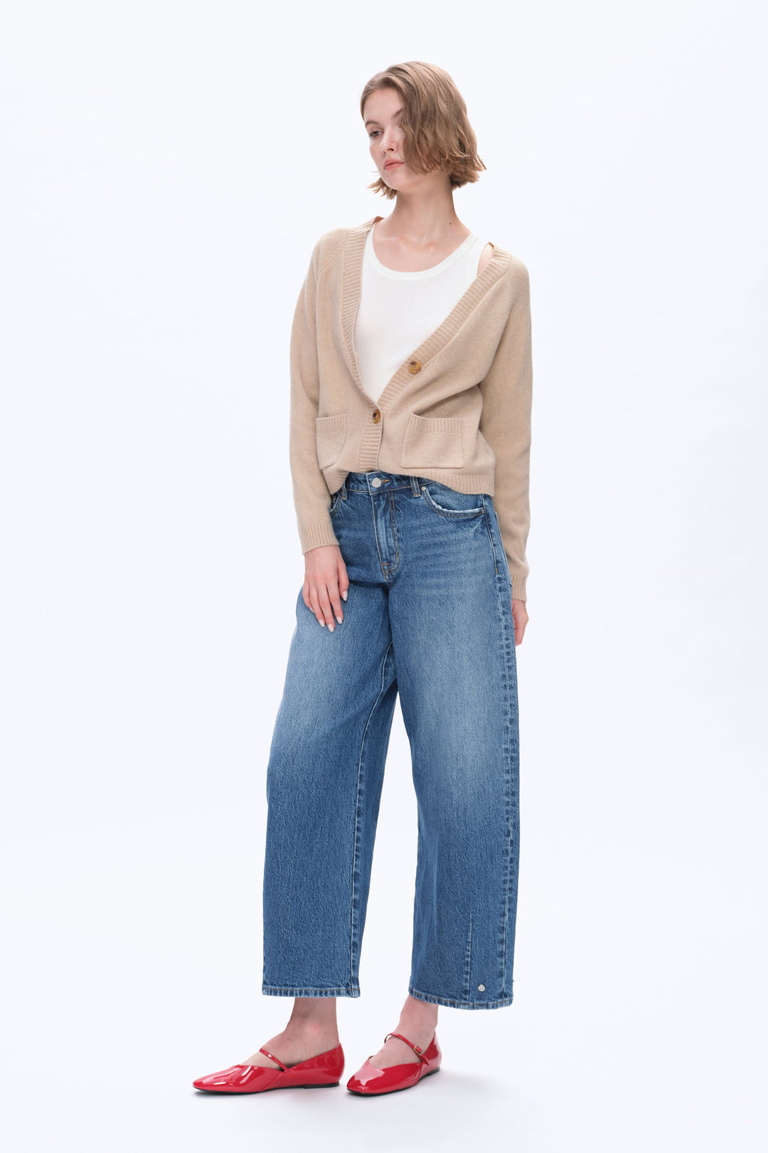 Mid Rise Balloon Denim Jeans