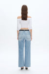 High Rise Straight Leg Denim Jeans
