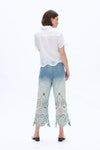 Ultra High Rise Lace Embroidered Wide Leg Denim Jeans