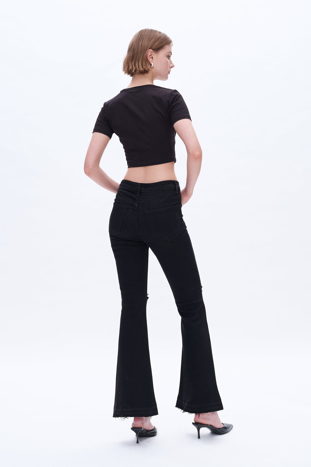 Lauren High Rise Flare Jeans With Raw Hem