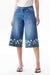 Mid Rise Embroidered Denim Bermuda Shorts
